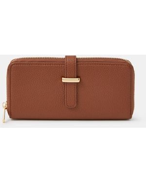 Accessorize Tab Zip Around Purse - Brown