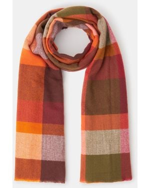 Accessorize Check Print Blanket Scarf - Orange