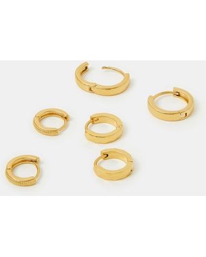 Accessorize 3-Pack Stainless Steel Clicker Hoop Earrings - Metallic