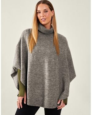 Accessorize Cosy Knitted Acrylic Poncho - Grey