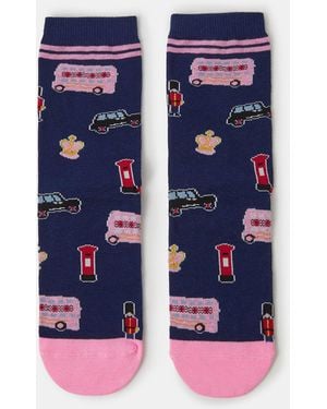 Accessorize London Print Socks - Blue