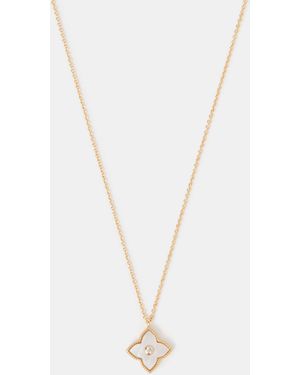 Accessorize 14Ct-Plated Mother Of Pearl Clover Pendant Necklace - White
