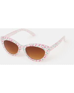 Accessorize Cherry Print Cat Eye Sunglasses - White