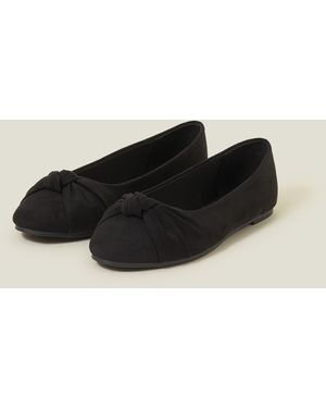 Accessorize Suedette Knot Ballerina Flats - Black