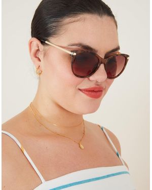 Accessorize Classic Tortoiseshell Metal Arm Sunglasses - Brown