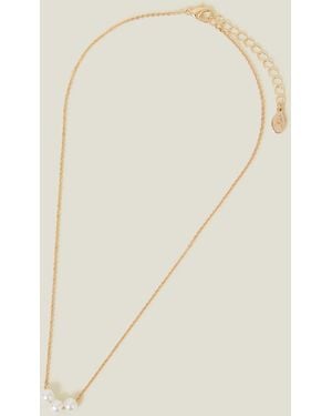 Accessorize Triple Pearl Chain Necklace - Natural