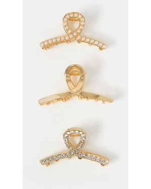 Accessorize 3-Pack Pearl Twist Claw Clips - White
