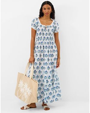 Accessorize Off The Shoulder Floral Midi Dress - Blue