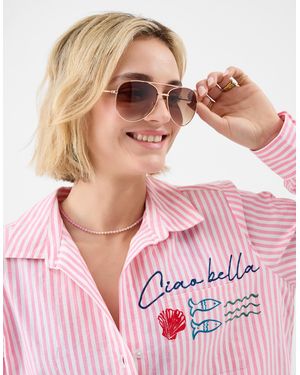 Accessorize Metal Aviator Sunglasses - Pink