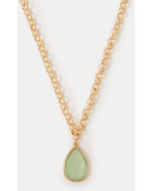 Accessorize Gemstone Pendant Necklace - White