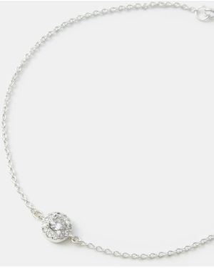Accessorize Sterling Halo Stone Bracelet - White