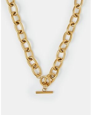 Accessorize Stainless Steel Chunky T-Bar Necklace - Metallic