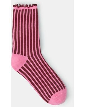 Accessorize Frilly Stripe Socks - Pink