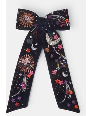 Accessorize Embellished Celestial Velvet Bow Hair Clip - Blue