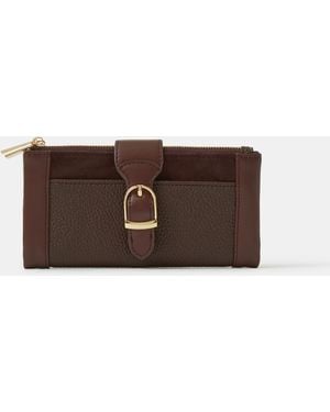 Accessorize Buckle Faux Leather Wallet - Brown