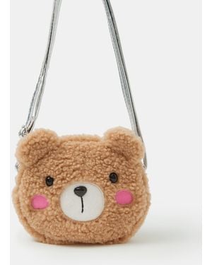 Accessorize Fluffy Bear Crossbody Bag - White