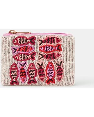 Accessorize Fish Beaded Coin Purse - Red