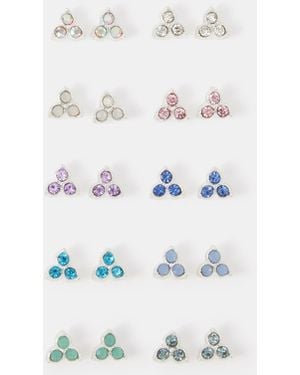 Accessorize 10-Pack Stone Cluster Stud Earrings - White