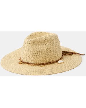 Accessorize Shell Charm Straw Fedora Hat - White