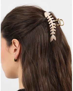 Accessorize Fish Bone Claw Clip - Brown