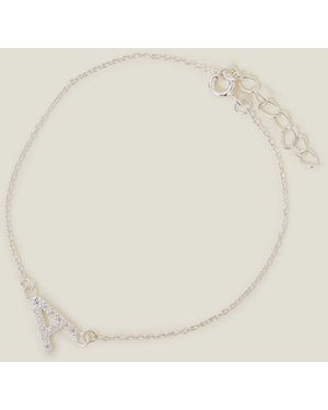 Accessorize Sterling Sparkle Initial Bracelet - Natural