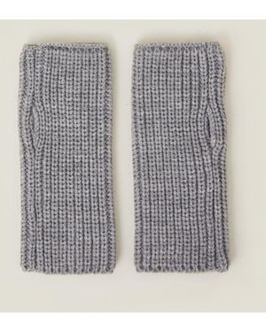 Accessorize Ribbed Cut Off Gloves - Grey
