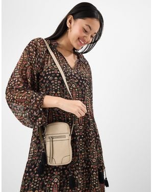 Accessorize Faux Leather Crossbody Phone Bag - Brown