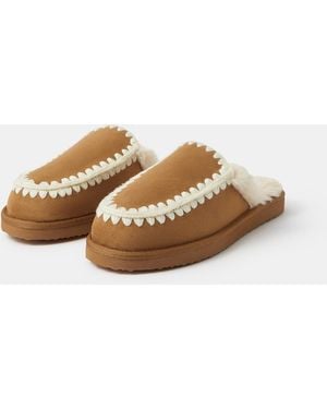 Accessorize Whipstitch Faux Suede Mules - White