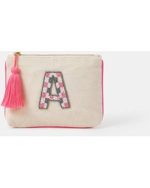 Accessorize Initial Beaded Pouch - Pink