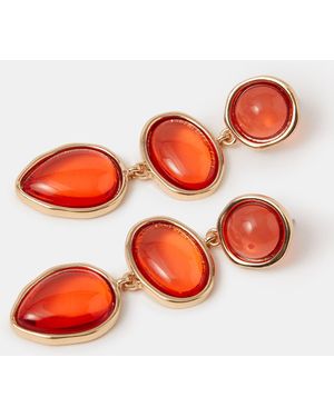 Accessorize Triple Stone Drop Earrings - Red