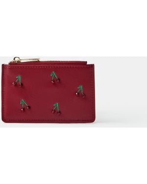 Accessorize Beaded Cherry Card Holder - Red