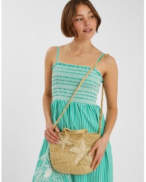 Accessorize Embroidered Starfish Jute Tote Bag - Metallic