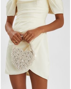 Accessorize Bridal Pearl Heart Handbag - Natural