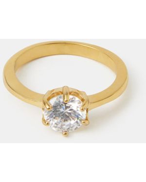 Accessorize Stainless Steel Solitaire Ring - Metallic