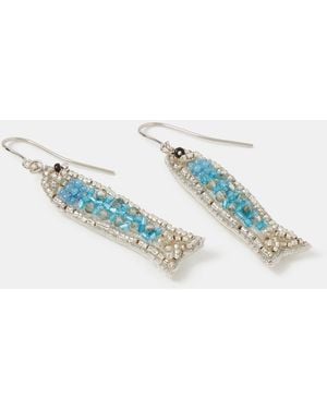 Accessorize Mini Beaded Fish Drop Earrings - Blue