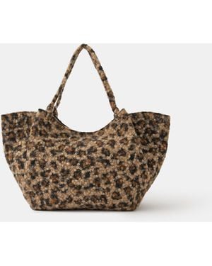 Accessorize Leopard Print Teddy Shoulder Bag - Brown