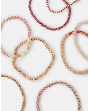 Accessorize 8-Pack Mix Bead Stretch Bracelets - Natural
