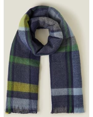 Accessorize Woven Check Blanket Scarf - Blue