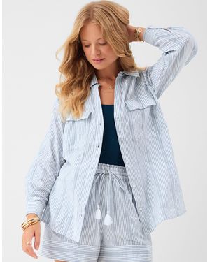 Accessorize Stripe Cotton Shirt - Blue
