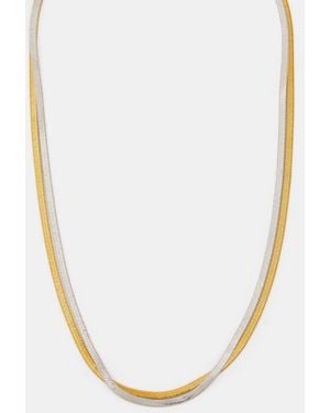 Accessorize Stainless Steel Two Tone Omega Layered Necklace - White