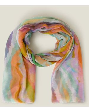 Accessorize Blurred Wave Print Scarf - Metallic