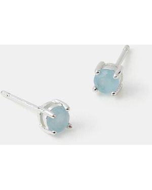 Accessorize Sterling-Plated Quartz Stud Earrings - Blue
