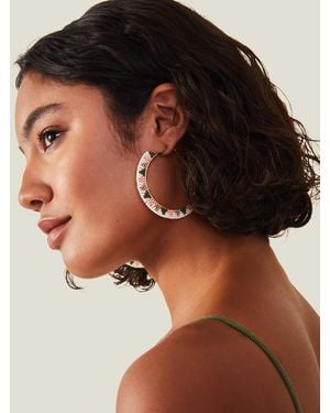 Accessorize Aztec Beaded Hoop Earrings - Black