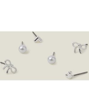 Accessorize 3-Pack Bow Stud Earrings - Natural