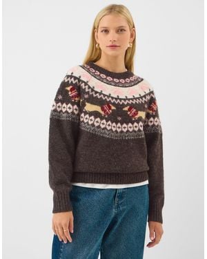 Accessorize Sausage Dog Christmas Jumper - Grey