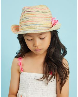 Accessorize Corsage Woven Trilby Hat - Multicolour