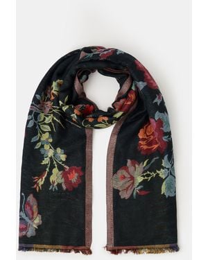 Accessorize Floral Jacquard Blanket Scarf - Black