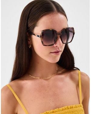 Accessorize Oversized Tort Square Sunglasses - Brown