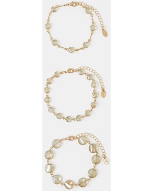 Accessorize 3-Pack Beaded Chain Bracelets - White
