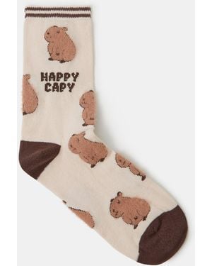 Accessorize Happy Capybara Socks - White